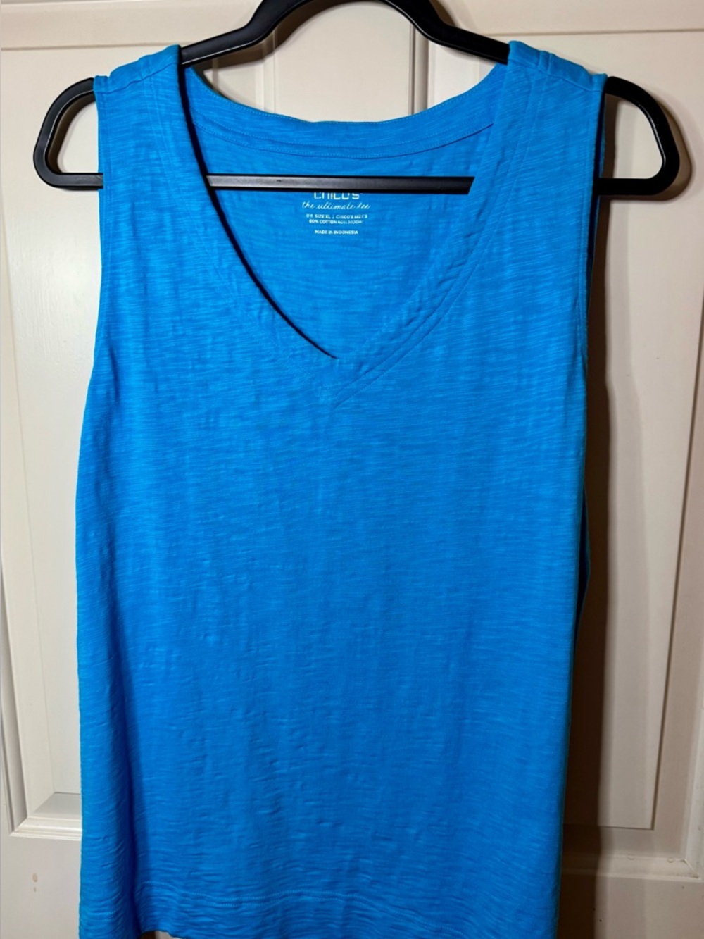 Chico's Tee / Tank Top Bright Blue V-Neck Sleeveless Tank